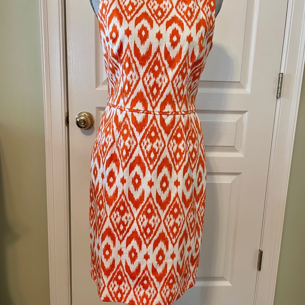 Orange and White Geometric Print Dress from Nine West.